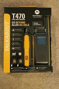 Paquete De 2-Motorola hablan del T470 radio de dos vías Walkie Talkie NOAA Negro Y Amarillo